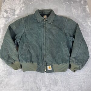 Vintage Carhartt Santa Fe Jacket Mens XL Hunter Green Quilted Flannel Lined